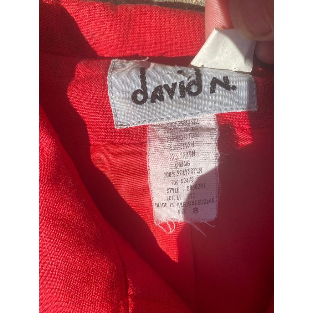 DAVID N Women’s 8 red Retro Lightweight Zip Up Small Shoulder Pads Jacket - Picture 4 of 4